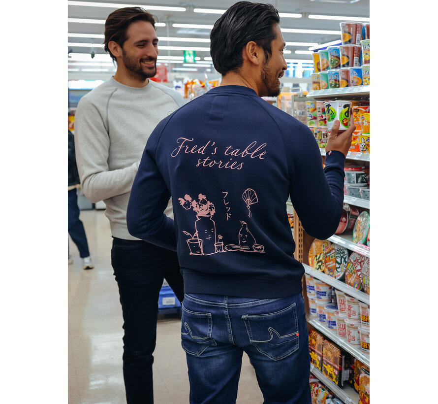 A Fish Named Fred Sweater Table Stories Navy (34.508 - 604)