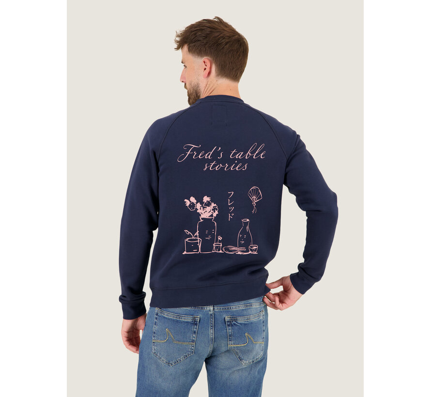 A Fish Named Fred Sweater Table Stories Navy (34.508 - 604)