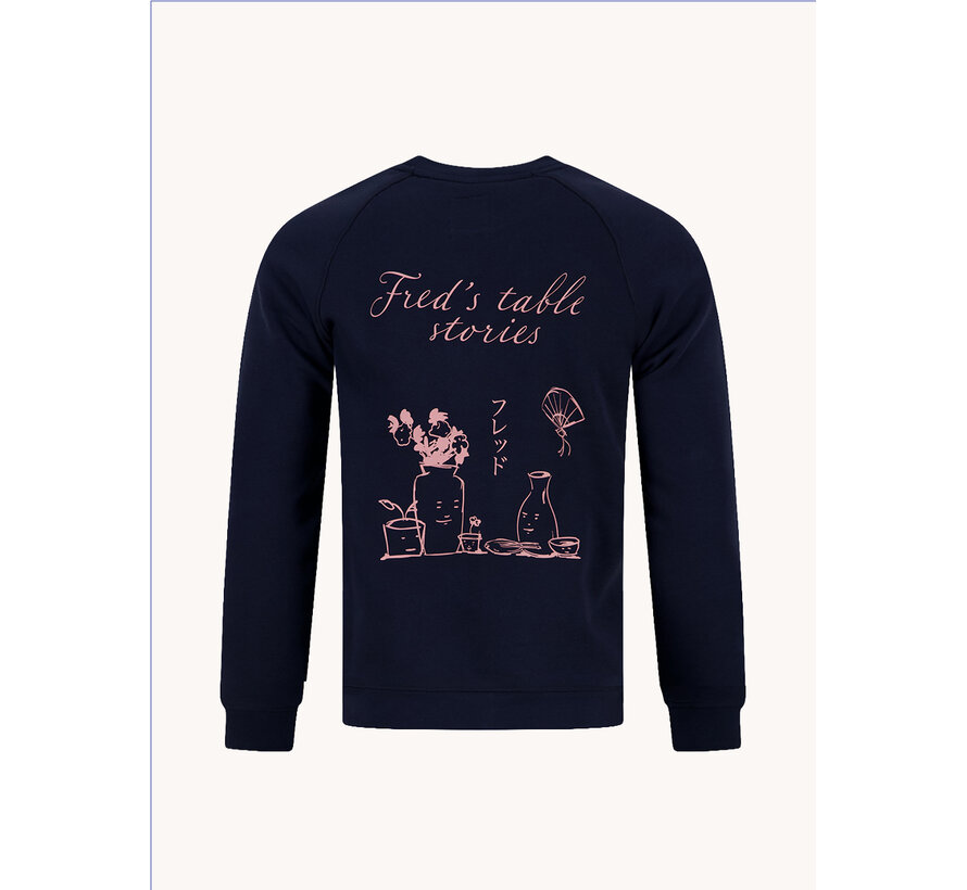A Fish Named Fred Sweater Table Stories Navy (34.508 - 604)
