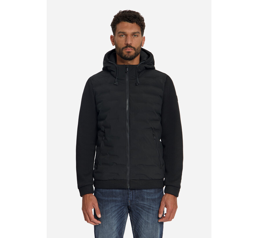 No Excess Jas Short Fit Sealed Hooded Knitted Mix Black (33630819SN - 020)