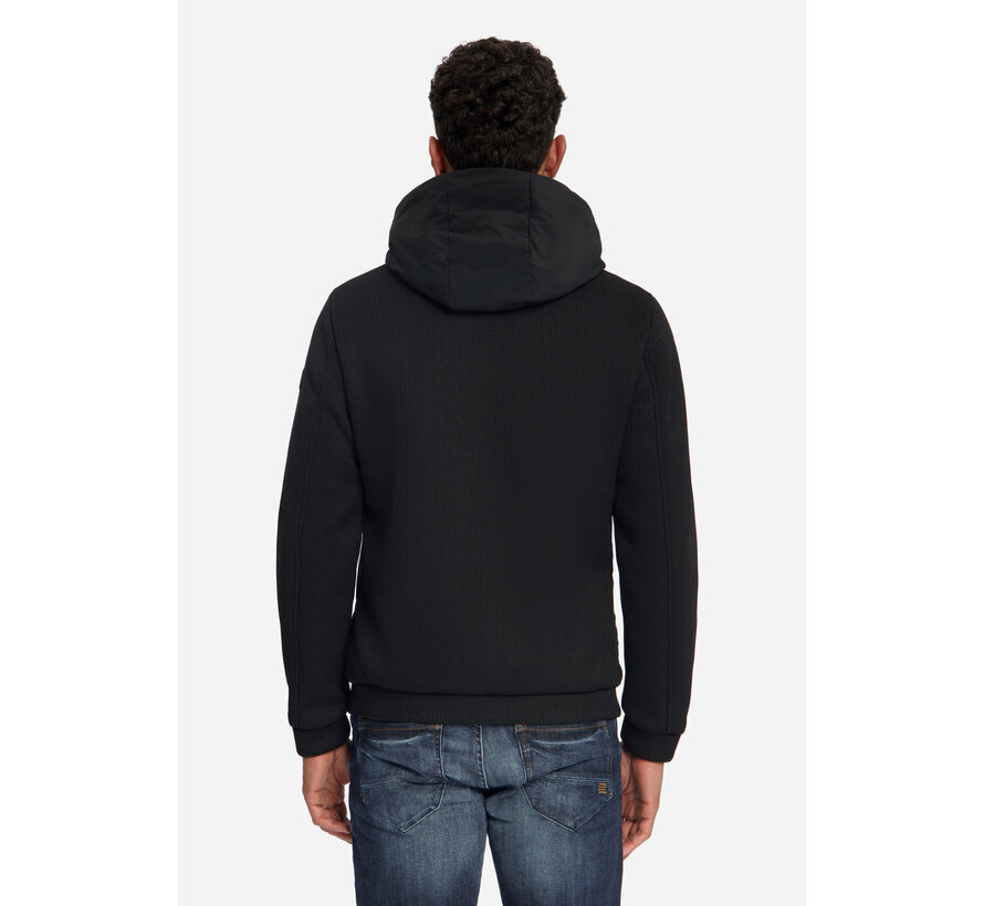 No Excess Jas Short Fit Sealed Hooded Knitted Mix Black (33630819SN - 020)