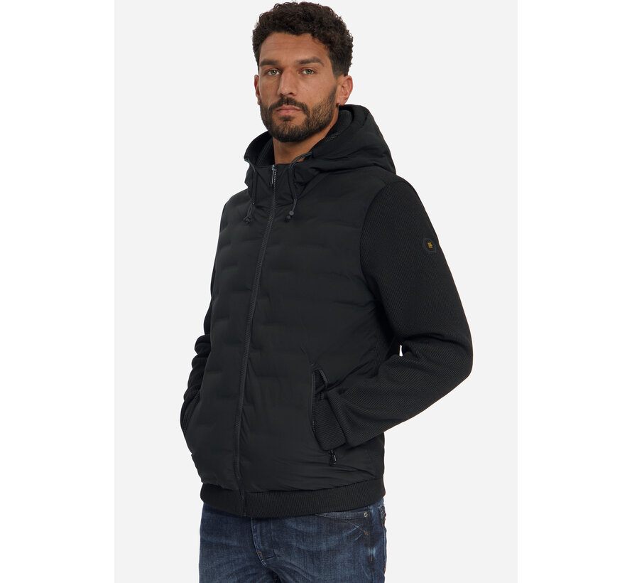 No Excess Jas Short Fit Sealed Hooded Knitted Mix Black (33630819SN - 020)