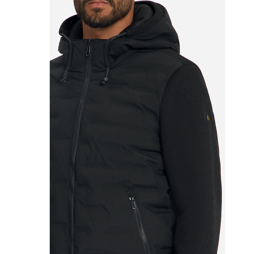 No Excess Jas Short Fit Sealed Hooded Knitted Mix Black (33630819SN - 020)