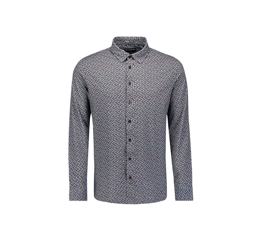 No Excess Overhemd Jersey Allover Printed Dusty Blue (33430813 - 138)