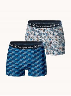 A Fish Named Fred A Fish Named Fred Boxershorts 2Pack Floral Graphic Multicolor Blue (33.266 - 071)