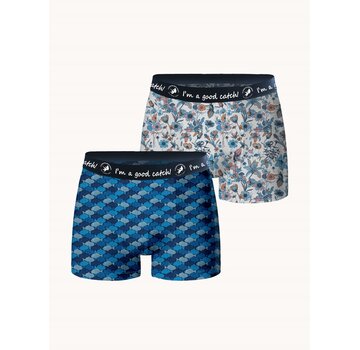 A Fish Named Fred A Fish Named Fred Boxershorts 2Pack Floral Graphic Multicolor Blue (33.266 - 071)