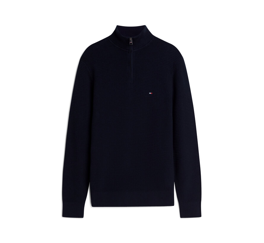 Tommy Hilfiger Half Zip Pullover Structure Cotton/Cashmere Navy (MW0MW44760 - DW5)