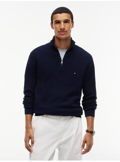 Tommy Hilfiger Half Zip Pullover Structure Cotton/Cashmere Navy (MW0MW44760 - DW5)