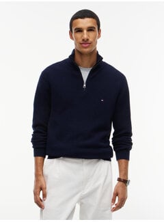 Tommy Hilfiger Tommy Hilfiger Half Zip Pullover Structure Cotton/Cashmere Navy (MW0MW44760 - DW5)