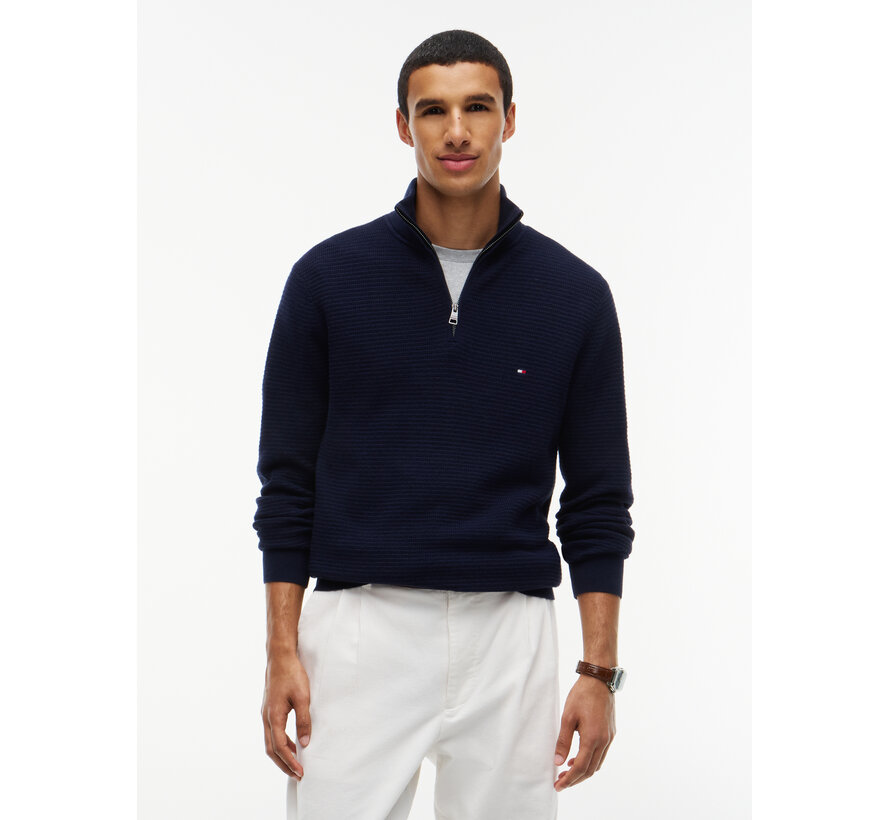 Tommy Hilfiger Half Zip Pullover Structure Cotton/Cashmere Navy (MW0MW44760 - DW5)