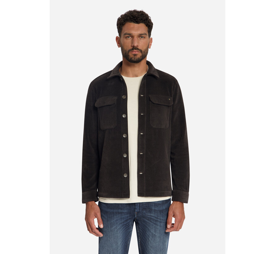No Excess Overshirt Full Button Rib Sweat Earth (33510826SN - 047)