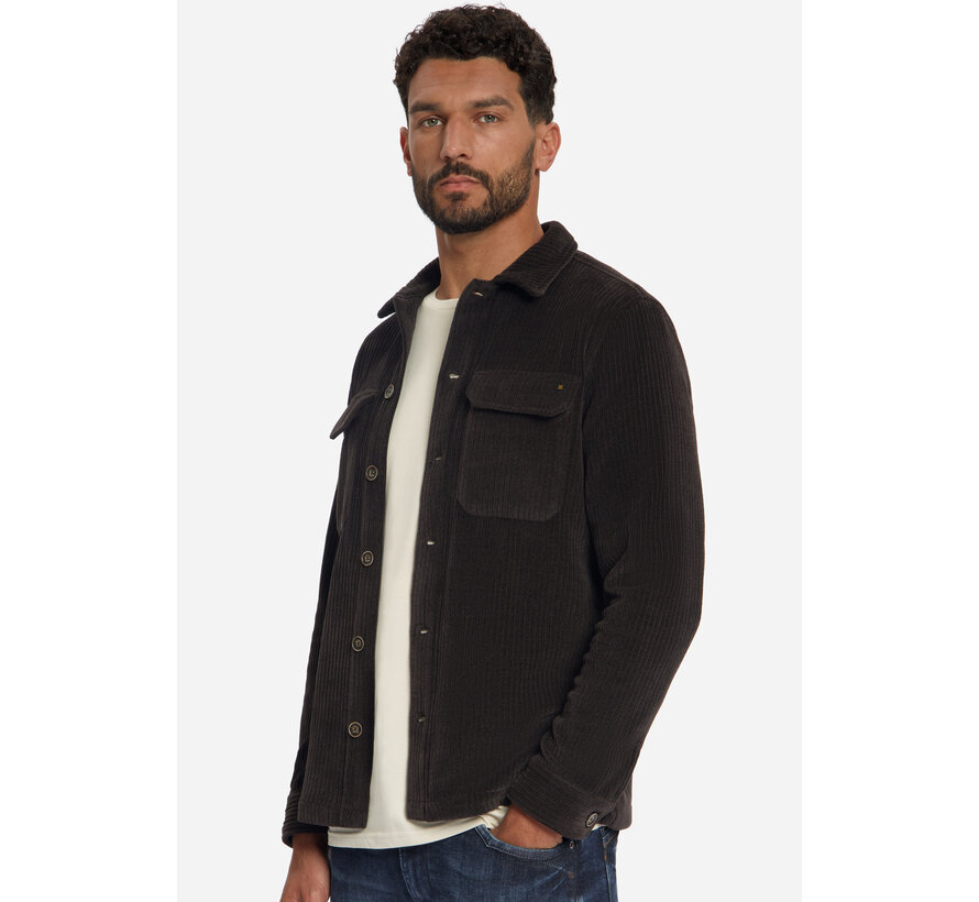 No Excess Overshirt Full Button Rib Sweat Earth (33510826SN - 047)