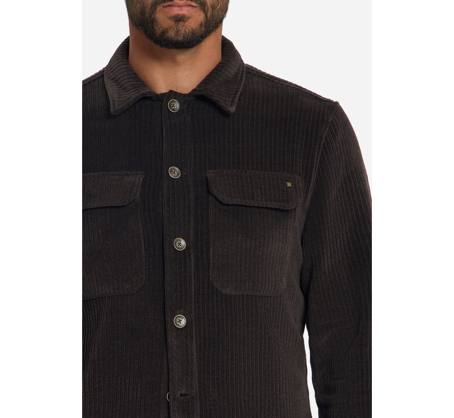 No Excess Overshirt Full Button Rib Sweat Earth (33510826SN - 047)