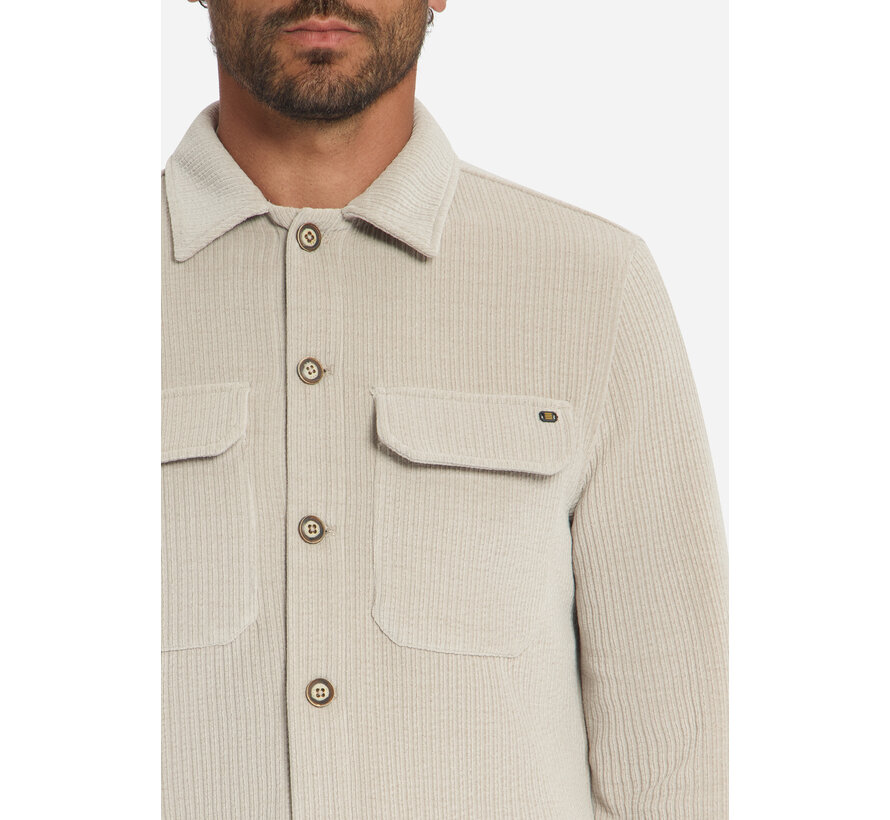 No Excess Overshirt Full Button Rib Sweat Cement (33510826SN - 122)