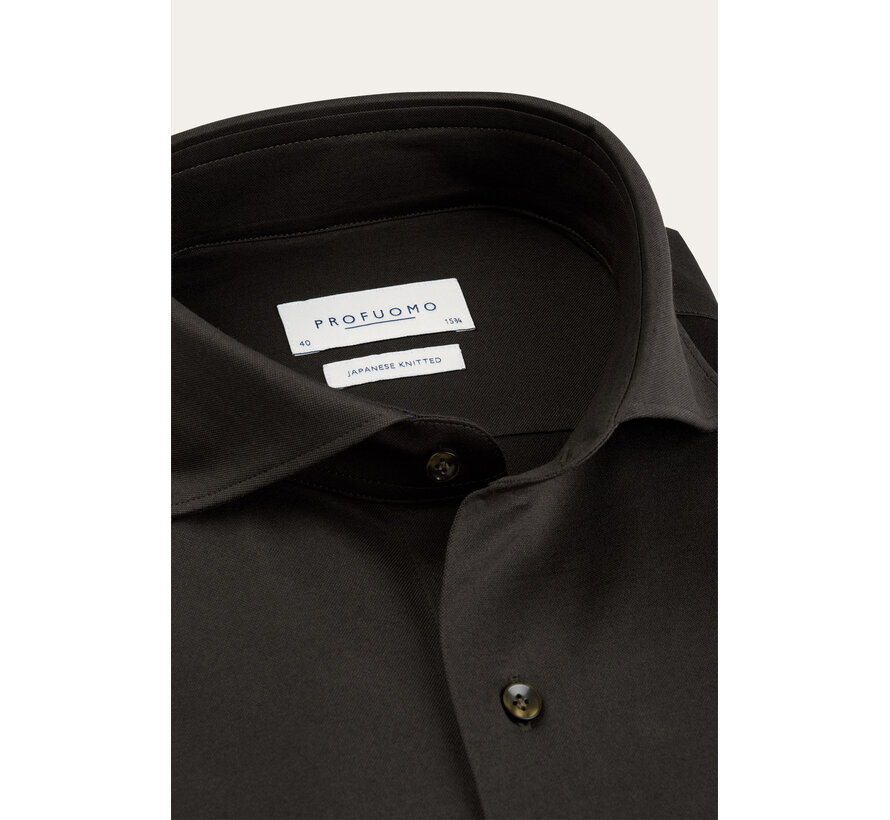Profuomo Overhemd Japanse Knitted Dark Brown (PPXH30021F)