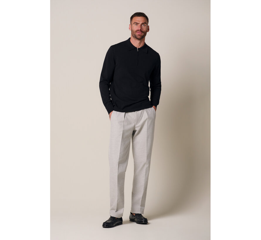 Profuomo Polo Longsleeve Half Zip Black (PPXJ30006B)