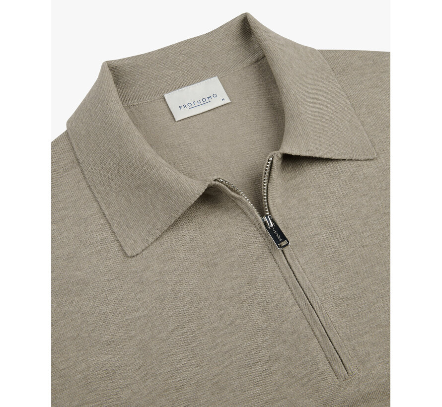 Profuomo Polo Longsleeve Half Zip Beige (PPXJ30006D)