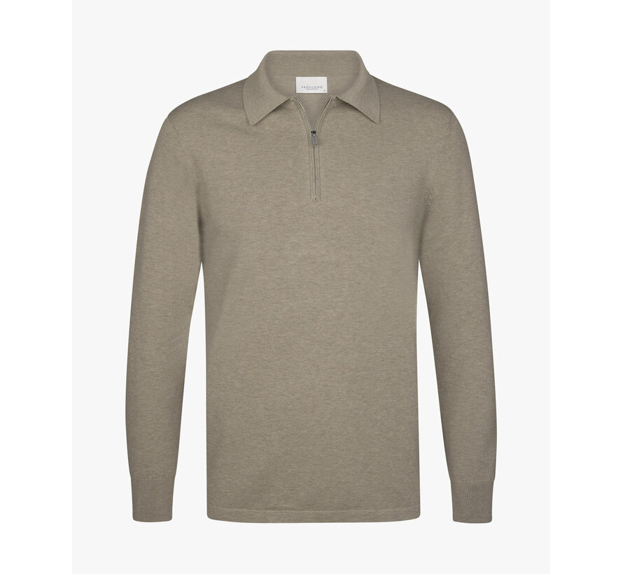 Profuomo Polo Longsleeve Half Zip Beige (PPXJ30006D)