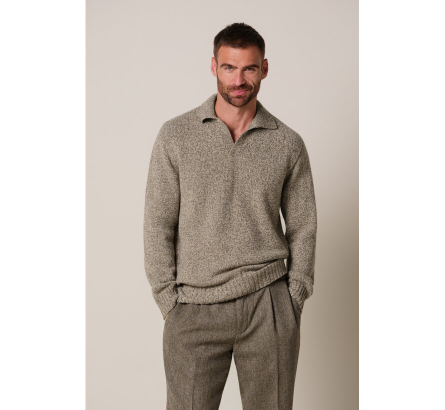 Profuomo Polo Open Longsleeve Brown (PPXJ30017A)