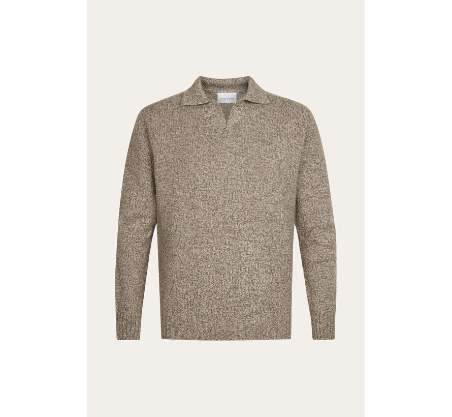 Profuomo Polo Open Longsleeve Brown (PPXJ30017A)