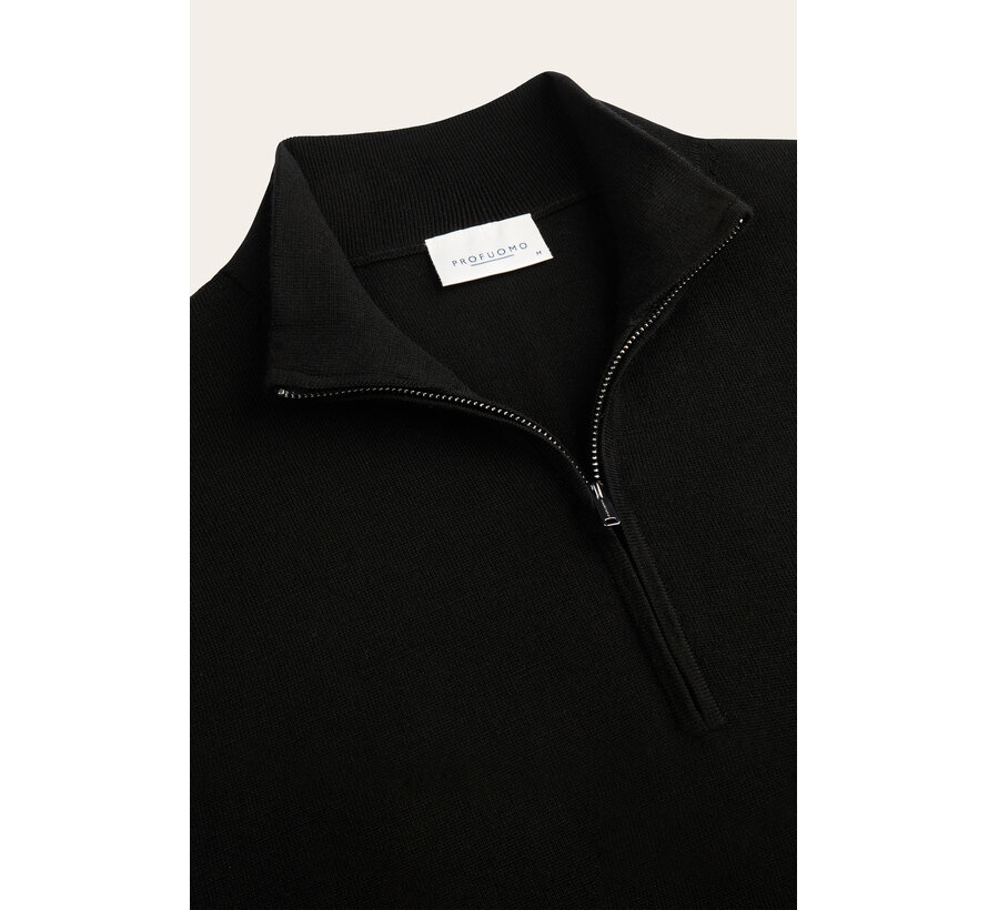 Profuomo Half Zip Pullover Merino Wool Black (PPXJ30025C)