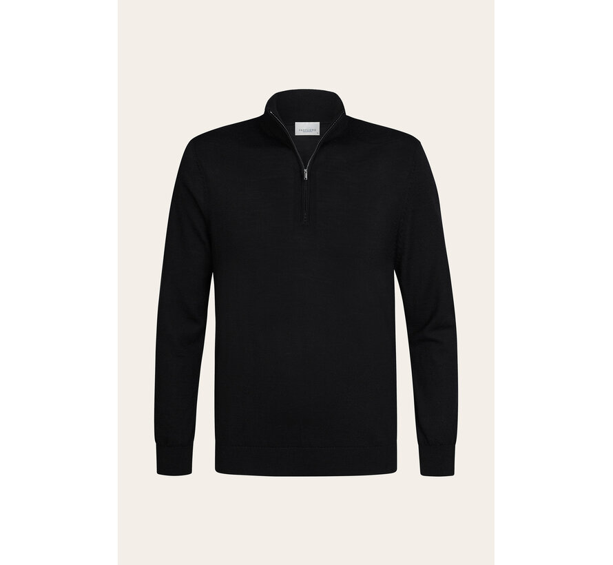 Profuomo Half Zip Pullover Merino Wool Black (PPXJ30025C)