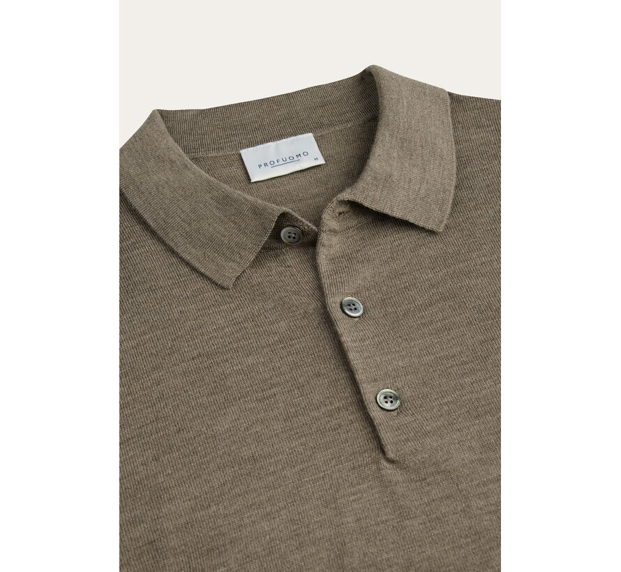 Profuomo Longsleeve Polo Merino Wool Brown (PPXJ30029F)