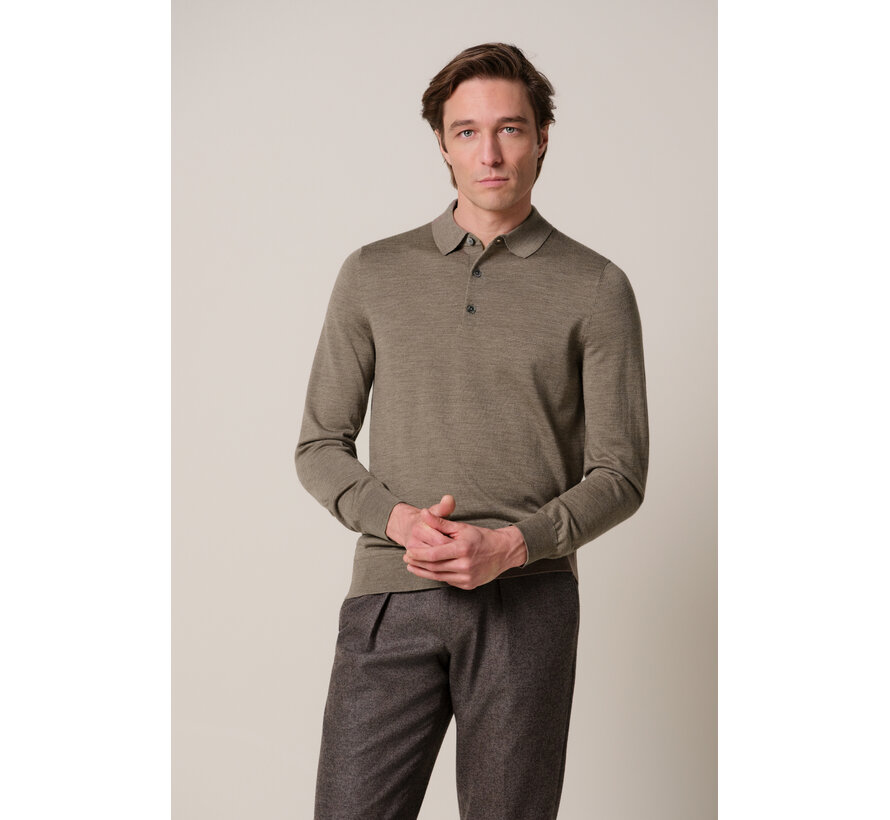 Profuomo Longsleeve Polo Merino Wool Brown (PPXJ30029F)