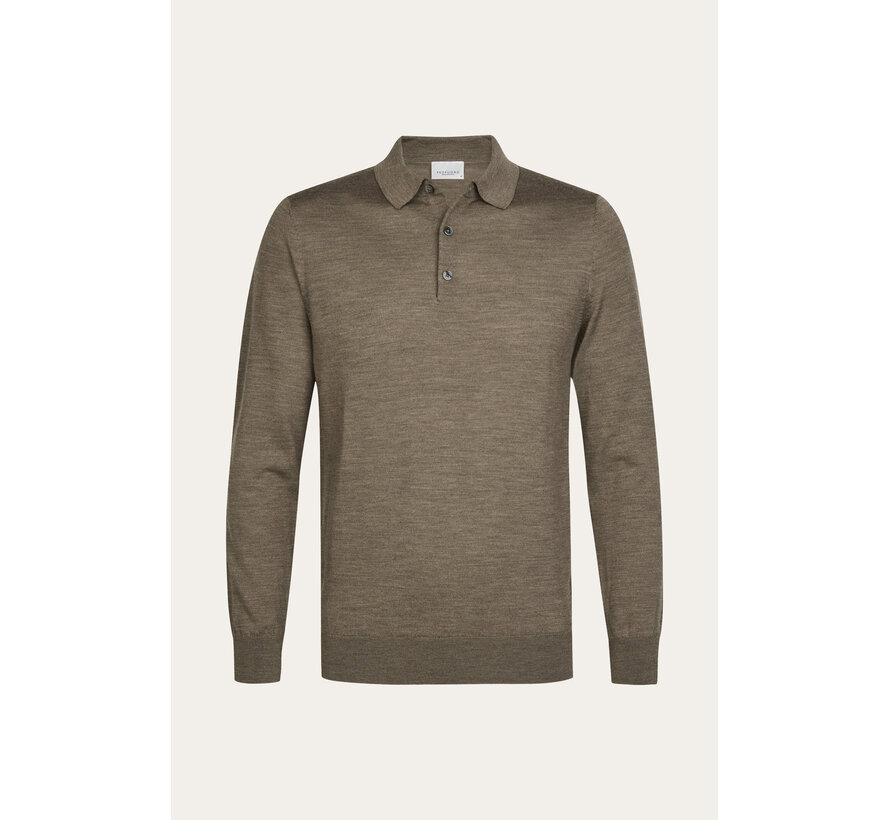 Profuomo Longsleeve Polo Merino Wool Brown (PPXJ30029F)