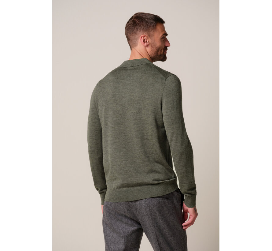 Profuomo Longsleeve Polo Merino Wool Dark Green (PPXJ30029D)
