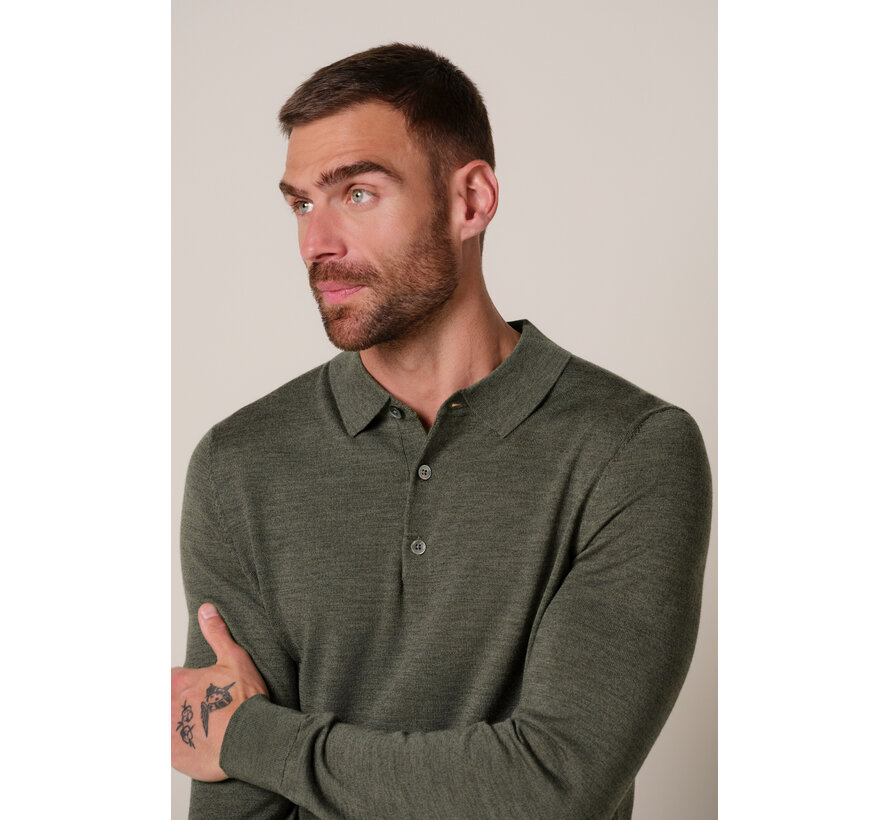 Profuomo Longsleeve Polo Merino Wool Dark Green (PPXJ30029D)