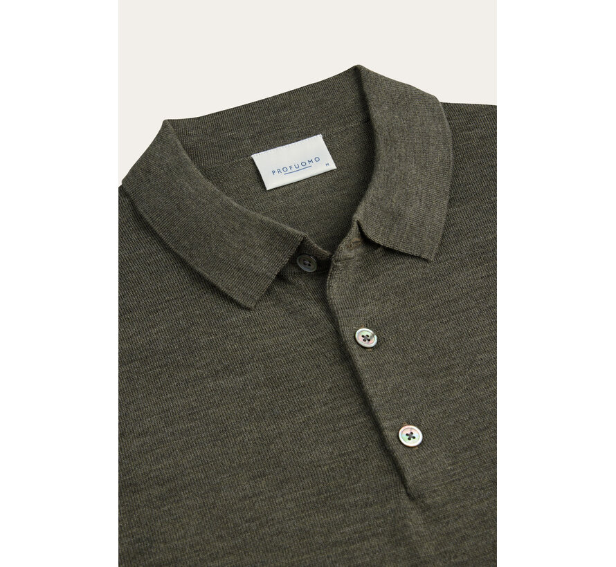Profuomo Longsleeve Polo Merino Wool Dark Green (PPXJ30029D)