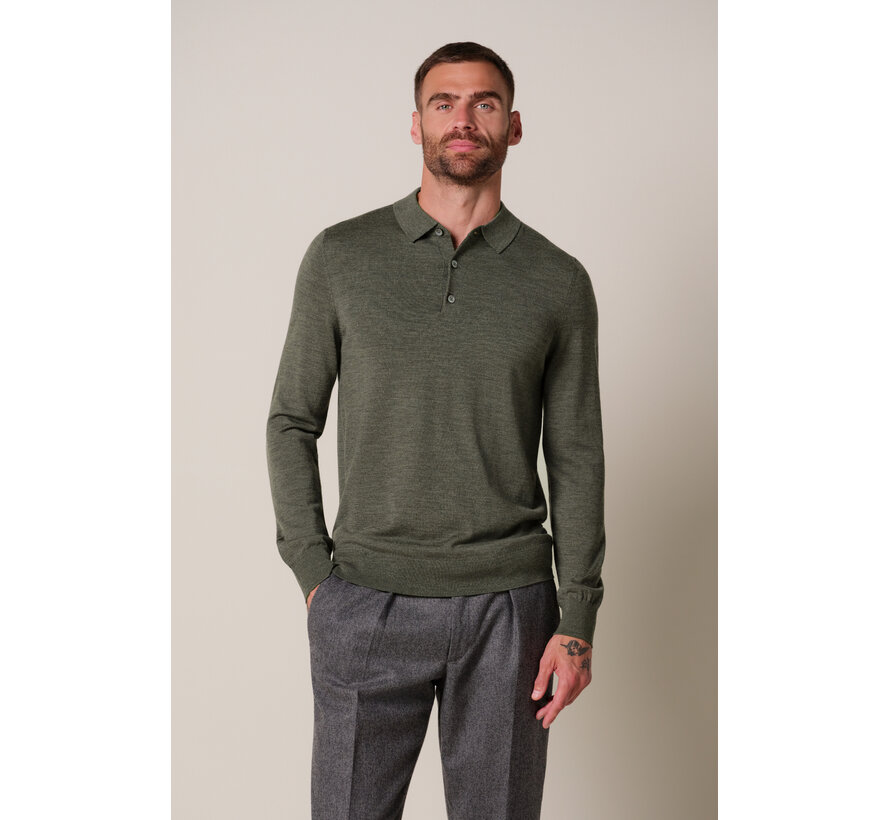 Profuomo Longsleeve Polo Merino Wool Dark Green (PPXJ30029D)
