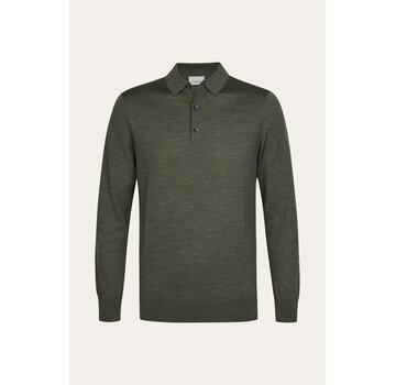 Profuomo Profuomo Longsleeve Polo Merino Wool Dark Green (PPXJ30029D)