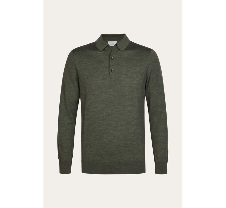 Profuomo Longsleeve Polo Merino Wool Dark Green (PPXJ30029D)