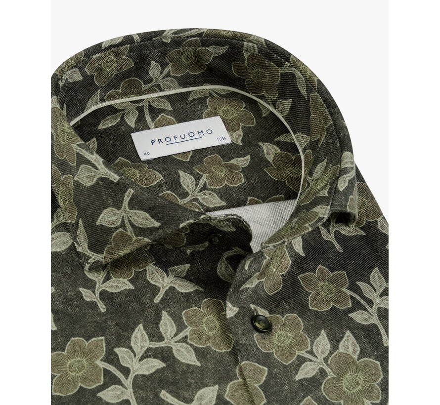 Profuomo Overhemd Slim Fit Cutaway Print Brown (PPXH30018A)
