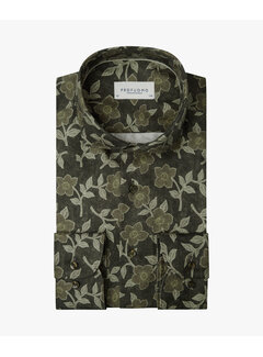 Profuomo Profuomo Overhemd Slim Fit Cutaway Print Brown (PPXH30018A)