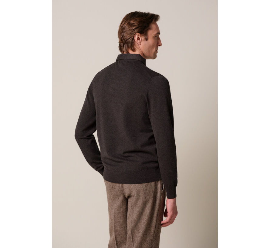 Profuomo Longsleeve Polo Regular Fit Luxury Basic One Piece Dark Brown (PPXJ30003E)