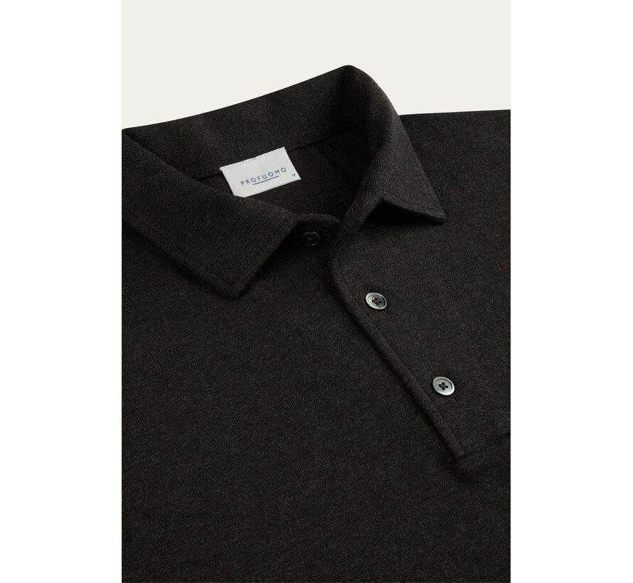 Profuomo Longsleeve Polo Regular Fit Luxury Basic One Piece Dark Brown (PPXJ30003E)