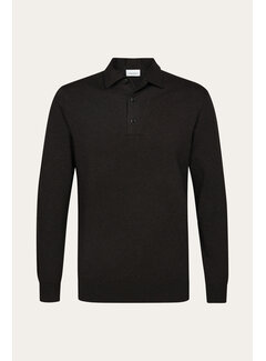 Profuomo Longsleeve Polo Regular Fit Luxury Basic One Piece Dark Brown (PPXJ30003E)