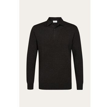 Profuomo Profuomo Longsleeve Polo Regular Fit Luxury Basic One Piece Dark Brown (PPXJ30003E)