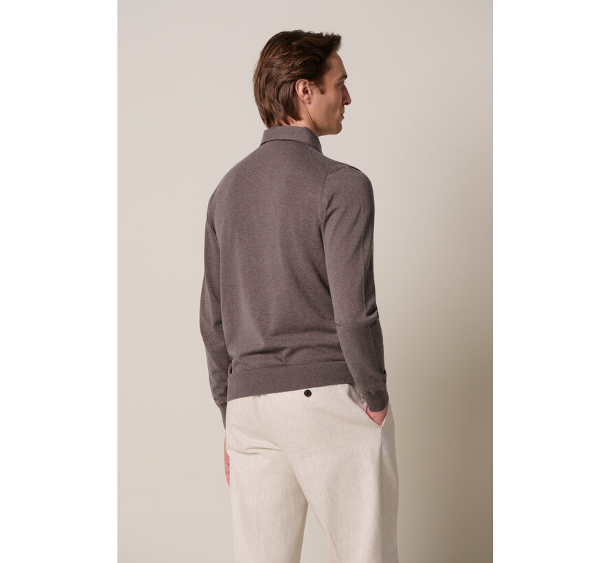 Profuomo Longsleeve Polo Regular Fit Luxury Basic One Piece Aubergine (PPXJ30003D)