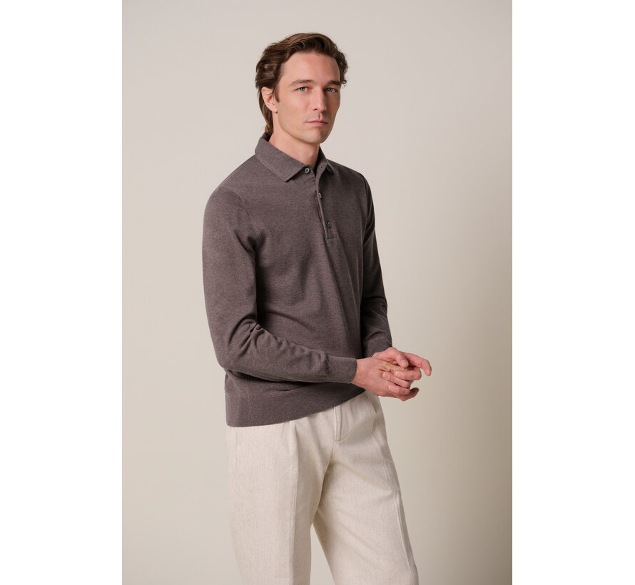 Profuomo Longsleeve Polo Regular Fit Luxury Basic One Piece Aubergine (PPXJ30003D)