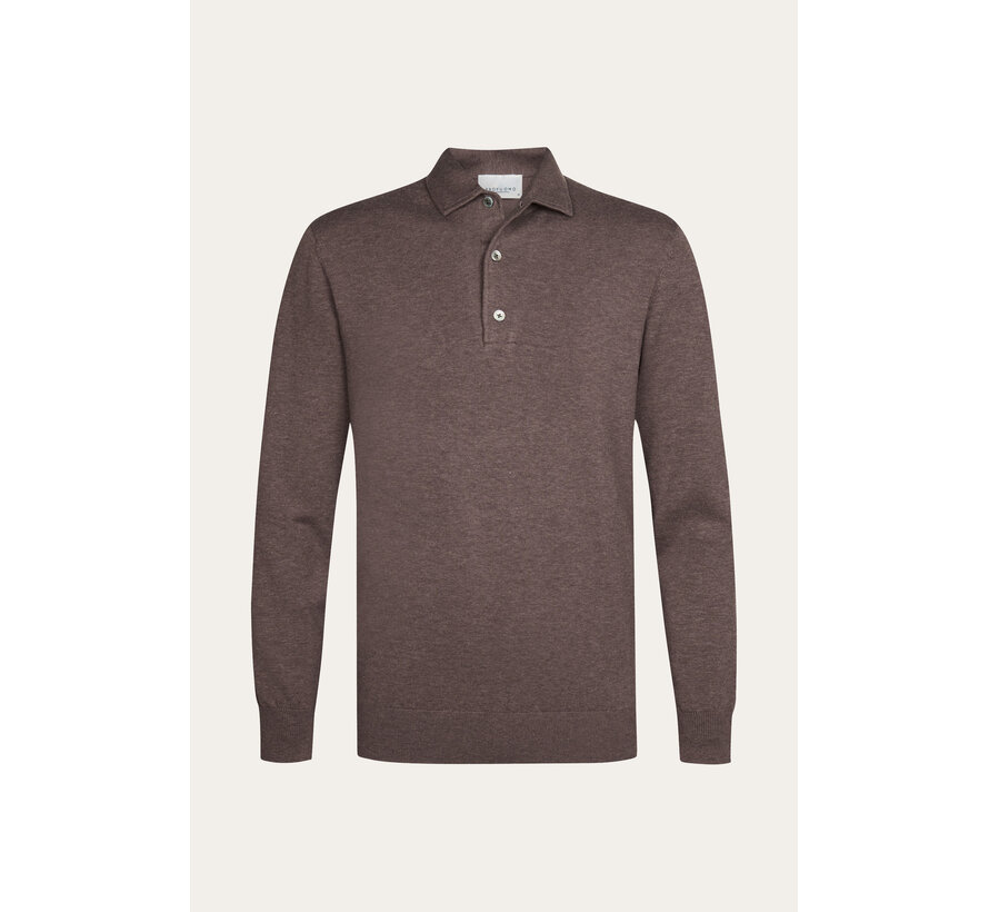 Profuomo Longsleeve Polo Regular Fit Luxury Basic One Piece Aubergine (PPXJ30003D)