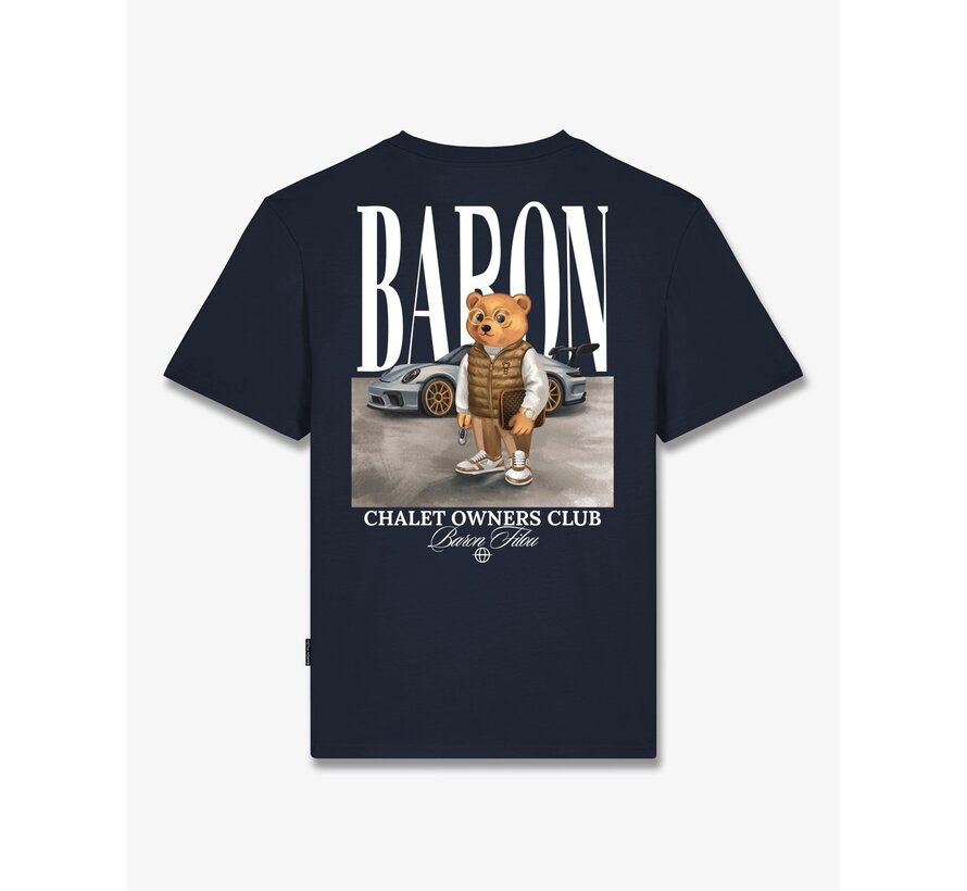 Baron Filou T-shirt FW26 Backprint Filou 187 Chalet Owners Club Baron Oxford Blue