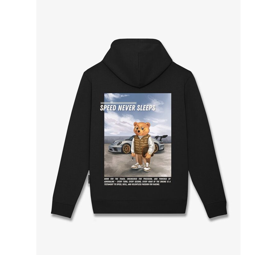 Baron Filou Hooded Sweater FW26 Backprint Filou 187 Speed Never Sleeps Black