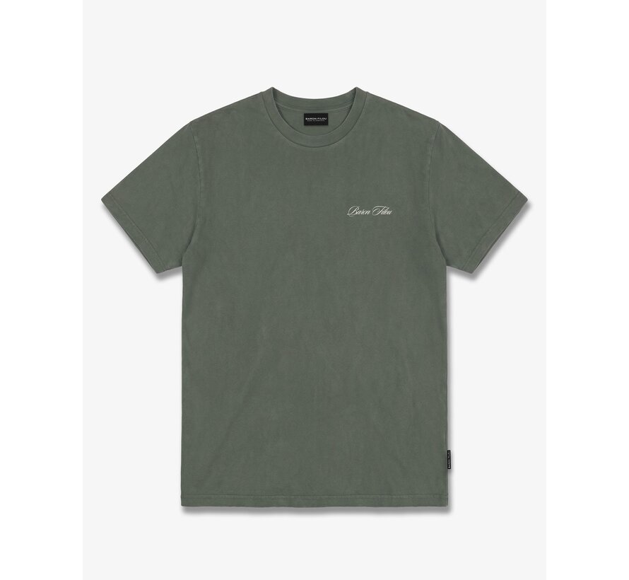 Baron Filou T-S hirt FW26 Oversized Backprint Bottles And Watches Olive Green