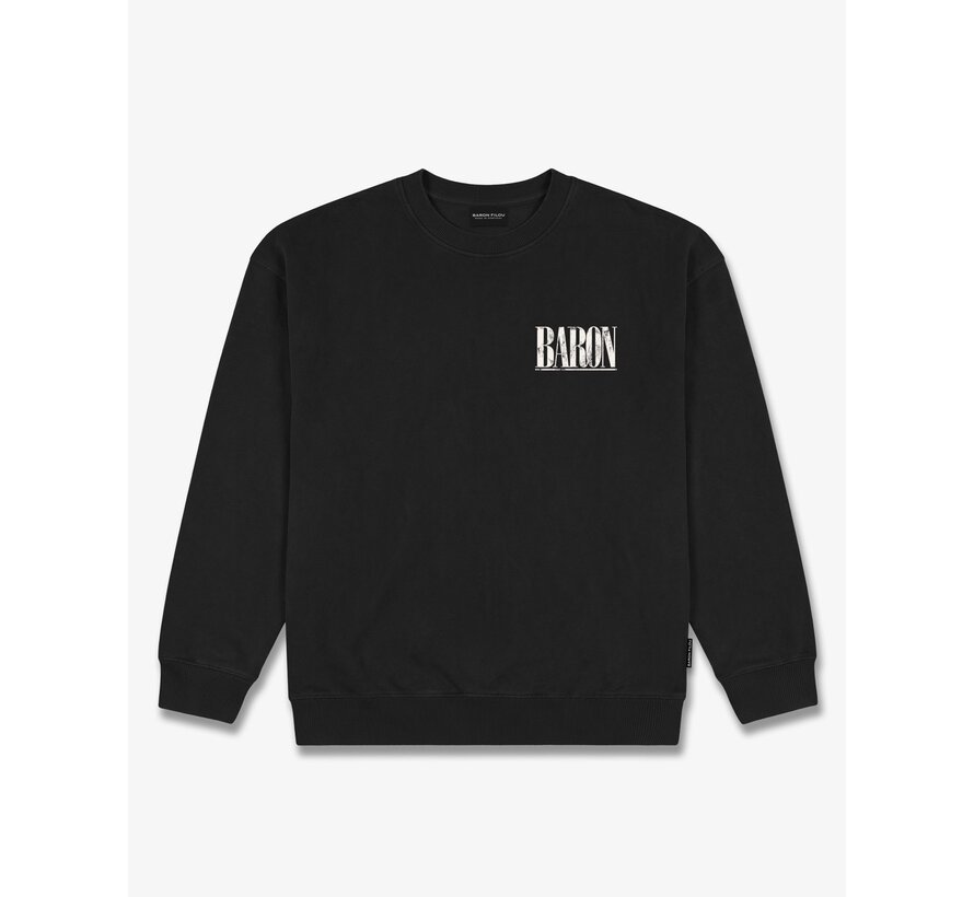 Baron Filou Sweater FW26 Oversized Backprint Baron Is Back In Town Black