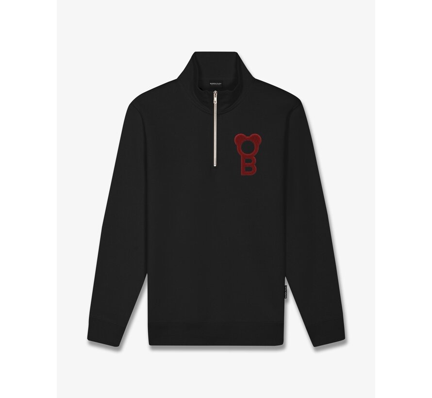 Baron Filou Half Zip Sweater FW26 Signature Black