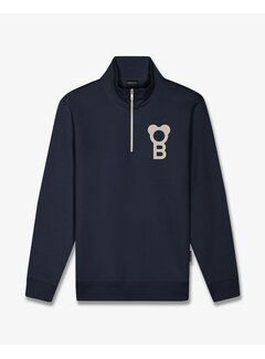 Baron Filou Baron Filou Half Zip Sweater FW26 Signature Oxford Blue